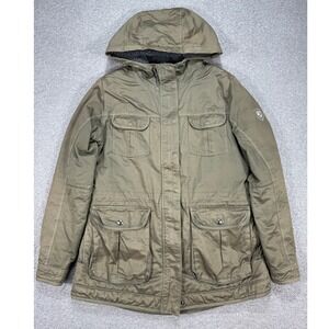 Kuhl Arktik Jacket Womens Medium Army Green Sherpa Lined Hooded Warm Winter Coat